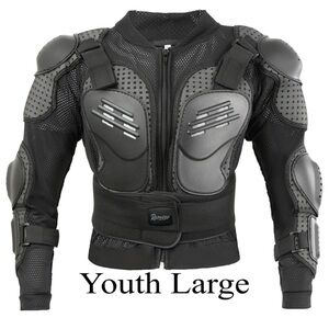 Youth Motorcycle Jacket Dirt Bike Gear, Chest Back Protector Size L NEW